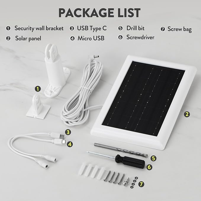 Ring Solar Panel(2nd Generation), 2-Pack 5W Ring Solar Panel Charger with Mount and 12FT Extension Cable for Stick Up Camera & Pro, Spotlight Plus & Pro, Stick Up, Spotlight Cam Battery (2Pack White) - Image 7