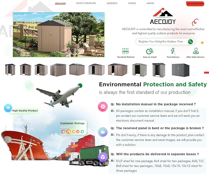 AECOJOY 6x4 Shed, Small Outdoor Metal Storage Sheds & Outdoor Storage Clearance, 4x6 Utility and Tool Garden Shed with Lockable Doors for Backyard, Patio, Outside Use - Image 6