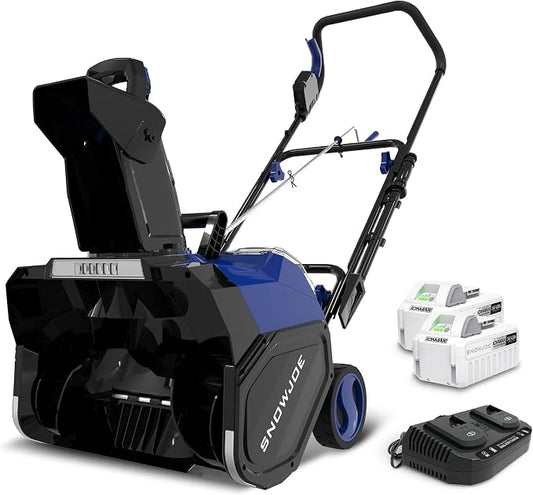 Snow Joe IONMAX 48V 18 Inch Cordless Electric Snow Blower Machine - Battery-Powered Single-Stage Thrower with LED Light and Wheels for Driveway Clearing, 24V-X2-SB18-GO by SnowJoe