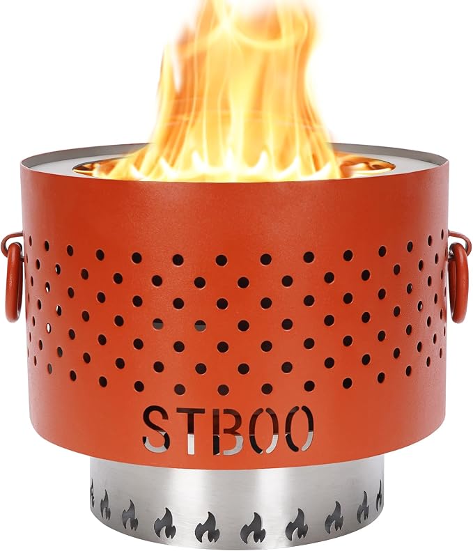 Tabletop Fire Pit - Low Smoke Pellet Table Top Firepit with Ash Tray | Indoor&Outdoor Mini Portable Personal Fireplace | Small Smores Firepit for Patio, Camping,Porch, Balcony,7.8inch Red by STBoo