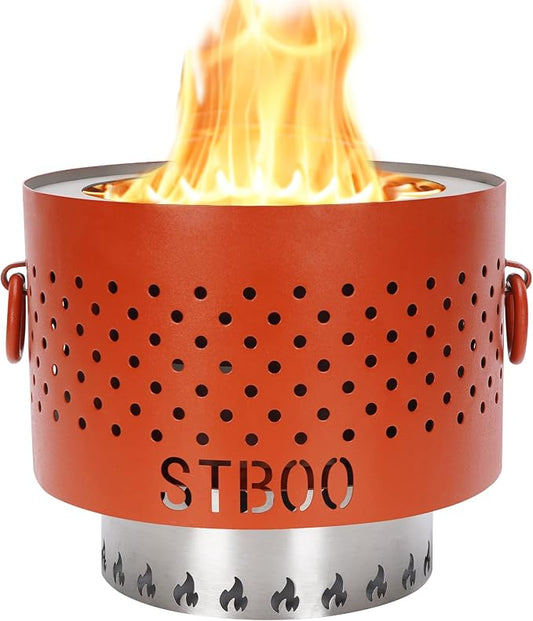Tabletop Fire Pit - Low Smoke Pellet Table Top Firepit with Ash Tray | Indoor&Outdoor Mini Portable Personal Fireplace | Small Smores Firepit for Patio, Camping,Porch, Balcony,7.8inch Red by STBoo