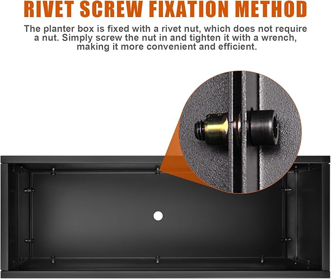 40"x16"x24" Steel Planter Box, Heavy Duty Galvanized Metal Planter with Drainage Hole, Rust-Resistant Indoor & Outdoor Planter for Patio, Balcony, Garden Black