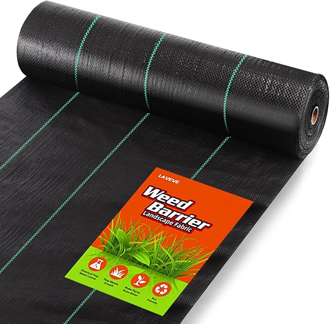 LAVEVE 6.5FT x 300FT Weed Barrier Landscape Fabric, 3.2oz Premium Heavy Duty Garden Cloth, Ground Cover for Gardening, Farming by LAVEVE
