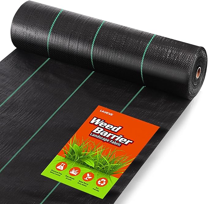 LAVEVE 5FT x 300FT Weed Barrier Landscape Fabric, 3.2oz Premium Heavy Duty Garden Cloth, Ground Cover for Gardening, Farming by LAVEVE
