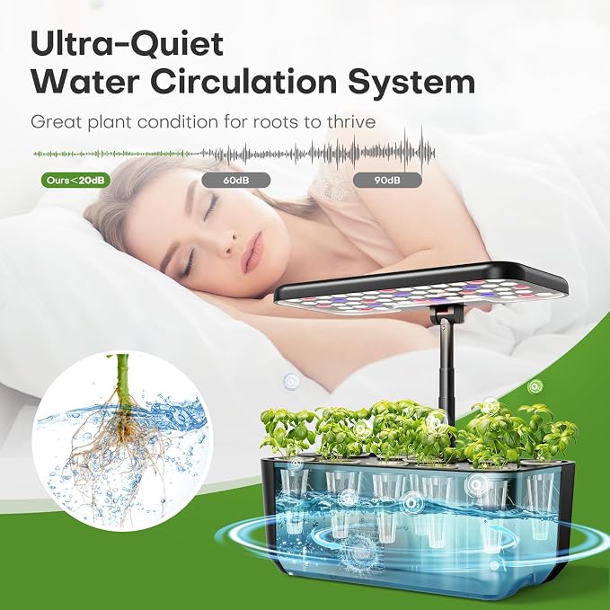 Ahopegarden Indoor Garden Hydroponics Growing System: 10 Pods Plant Germination Kit Herb Vegetable Growth Lamp Countertop with LED Grow Light - Hydrophonic Planter Grower Harvest Lettuce - Image 6