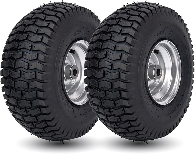 15x6.00-6 Lawn Mower Tire and Wheel Front Tire Compatible with John Deere Craftsman Husqvarna Riding Mowers Lawn Tractors by CMOOD