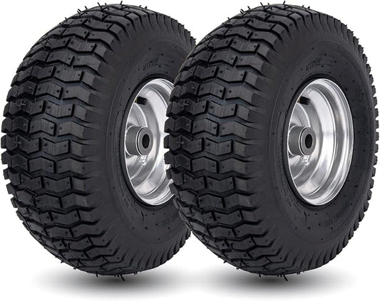 15x6.00-6 Lawn Mower Tire and Wheel Front Tire Compatible with John Deere Craftsman Husqvarna Riding Mowers Lawn Tractors by CMOOD