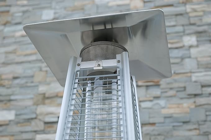 BTExpert 48000 BTU Pyramid Patio Heater for Outdoor Double Layer Stainless Steel Burner Triple Protection System Quartz Glass Tube Propane Heater for Home & Commerical Black