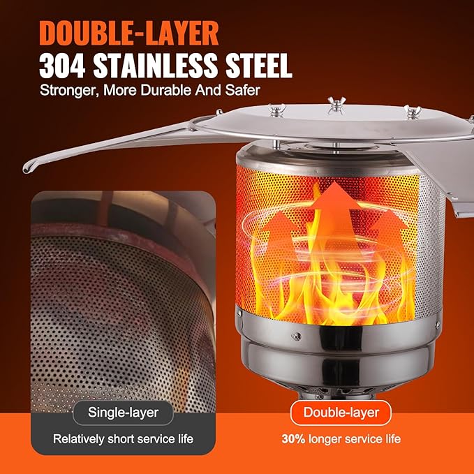 VEVOR 50000BTU Propane Patio Heater for Outdoor Use, Tall Hammered With Round Table Design, Metal Burner and Wheels, Fixed Flame Heater for Party, Backyard, Garden, Bronze