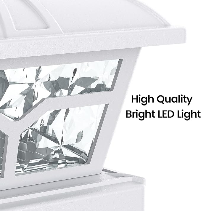 SIEDiNLAR Solar Post Cap Lights Outdoor 2 Color Modes 8 LEDs for 4x4 5x5 6x6 Posts Fence Deck Patio Decoration Warm White & Cool White Lighting White (1 Pack) - Image 5