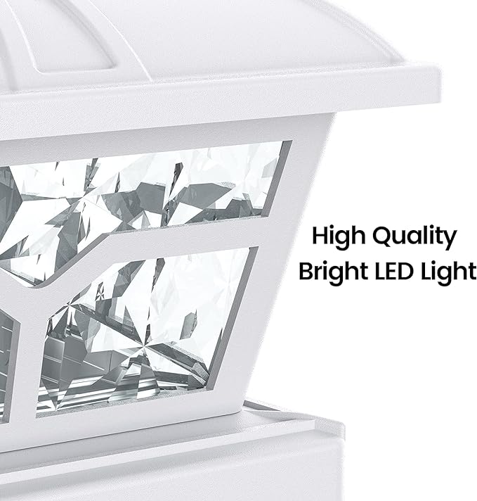 SIEDiNLAR Solar Post Cap Lights Outdoor 2 Color Modes 8 LEDs for 4x4 5x5 6x6 Wooden Vinyl Posts Fence Deck Patio Decoration Warm White & Cool White Lighting White (10 Pack) - Image 6