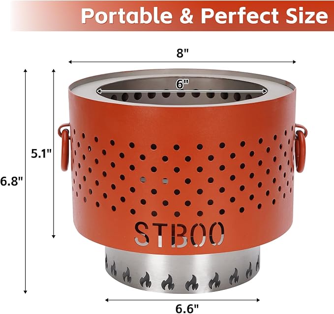Tabletop Fire Pit - Low Smoke Pellet Table Top Firepit with Ash Tray | Indoor&Outdoor Mini Portable Personal Fireplace | Small Smores Firepit for Patio, Camping,Porch, Balcony,7.8inch Red - Image 3