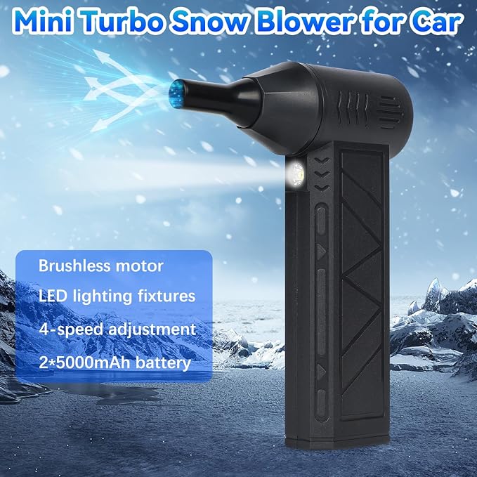 Snow Whiz Turbo Blower,2026 Upgrade Snow Blower,Snowwhiz Turbo Blower with Led,3 Gear Adjustable Super Power Turbo Breeze Electric Blow,Mini Turbos Snow Blower for Car for Car,Home,Keyboard,Computer - Image 4