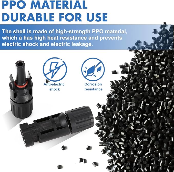 40 PCS Solar Connectors, Male/Female Waterproof IP67, MC4 1000V 30A, (20Pairs) Solar Panel Cable Connectors with 2 Spanners(10AWG) - Image 4