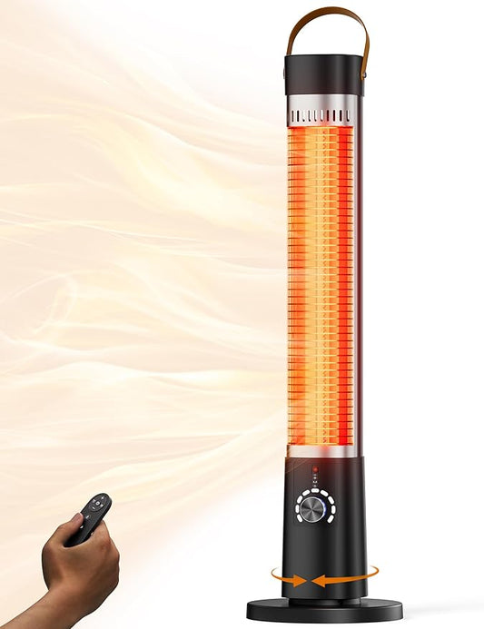 Patio Heater for Outdoor Use, Infrared Electric Outdoor Heater, 1500W Instant Heating, 60-Degree Oscillation, 9 Heat Levels, 9H Timer, Remote, for Garage, Backyard, Indoor, 32.2”, Jet