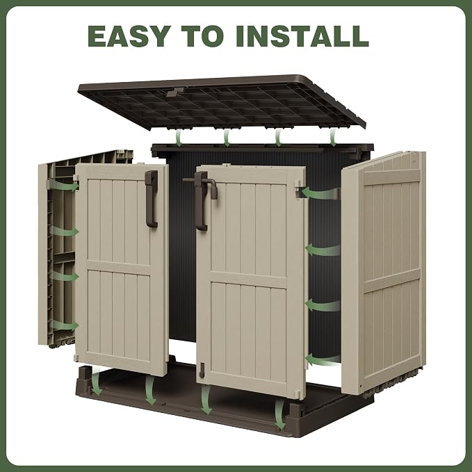 LHBcraft Waterproof Outdoor Storage Box 36 Cu Ft with Lockable Doors, Portable Horizontal Resin Storage Cabinet, Outdoor Storage Shed for Backyards, Easy to Assemble - Image 7