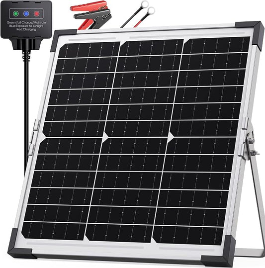 20W Solar Battery Charger & Maintainer, 12V Waterproof Trickle Charger Kit with IP68 Intelligent Controller, Overcharge & Reverse Protection for Car, Boat, RV, Motorcycle, Trailer, Truck by Callsun