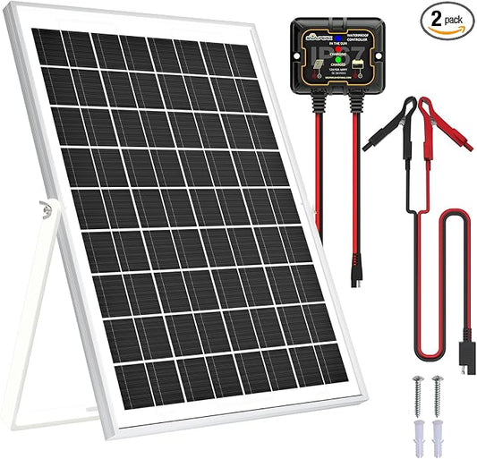 SOLPERK Solar Panel Kit 10W 12V, Waterproof Solar Battery Trickle Charger Maintainer + Smart MPPT Controller + Adjustable Mount Bracket for Boat Car RV Motorcycle Marine Automotive by SOLPERK-WeNeverStop