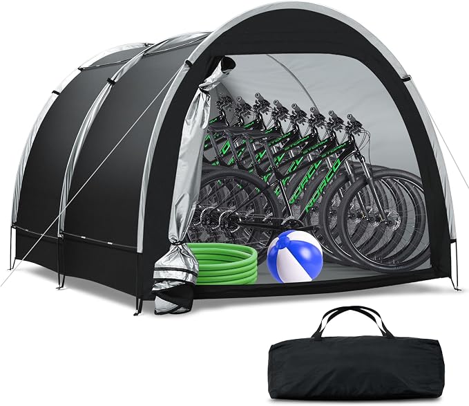 Outdoor Storage Tent - Bike Tent Waterproof, Upgraded Larger 6.6x8.0x5.6ft Garage Shelters, Bicycle Tent Sheds with Dual-Doors for Motorcycle, Lawn Mower, Garden Tools, Bike Storage/Bike Sheds - Large by Dikutar