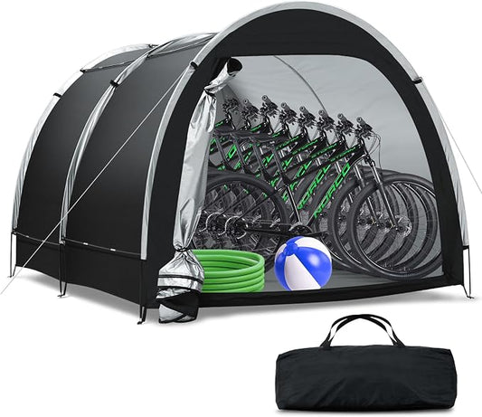 Outdoor Storage Tent - Bike Tent Waterproof, Upgraded Larger 6.6x8.0x5.6ft Garage Shelters, Bicycle Tent Sheds with Dual-Doors for Motorcycle, Lawn Mower, Garden Tools, Bike Storage/Bike Sheds - Large by Dikutar