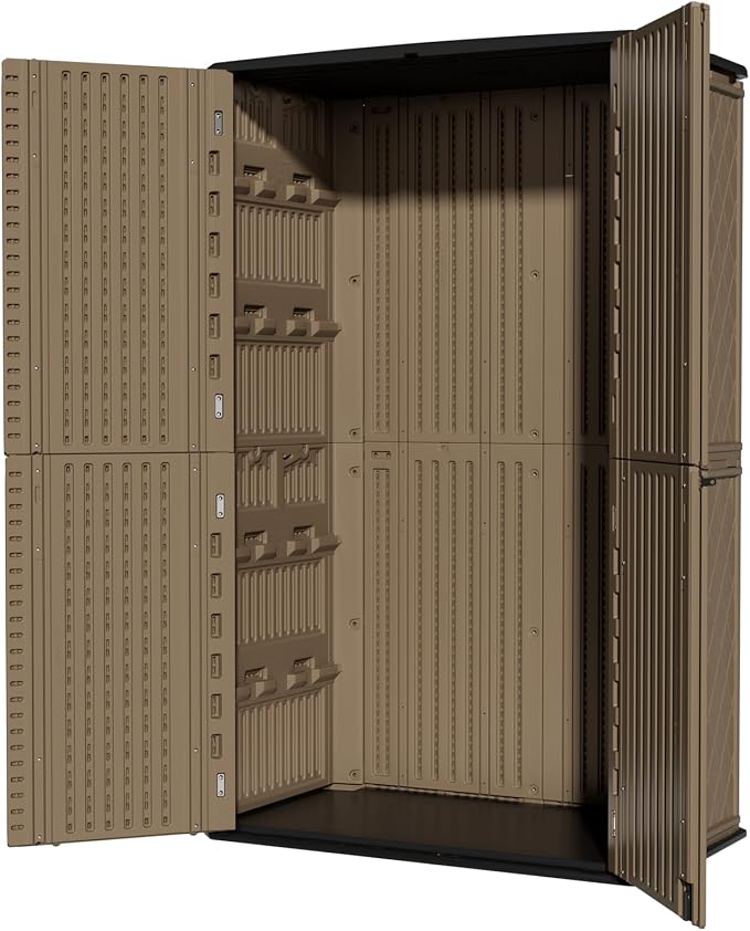 ZZM Large 67 Cu.ft Waterproof Storage Shed, Outdoor Storage Cabinet，Durable Resin Sheds for Patio Furniture, Garden Tools, Pool Accessories, Mower Storage (Coffee) - Image 8