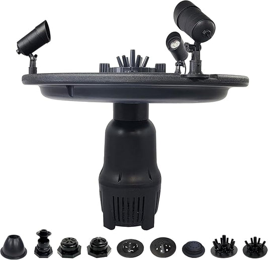 HALF OFF PONDS Floating Fountain, 1 HP Pond Aerator, 200 ft Cord, 15,000 GPH Water Pump, 13 Spray Patterns, Color-Changing LED Lights, for Large Ponds, Lakes & Water Gardens