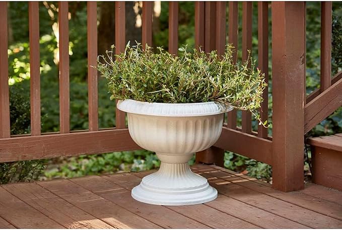 Southern Patio Dynamic Design 18 Inch Outdoor Home Grecian Urn Versatile Planter Pot for Entryways and Backyard Patios, White (4 Pack)