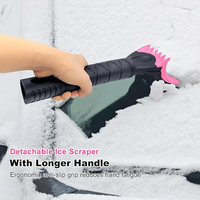 HEEYA 48 Inch Long Snow Brush for SUV, Extendable Ice Scraper and Brush with Foam Grip, 360° Pivoting Snow Car Brush for Truck Auto Jeep RV Vehicle Windshield Window - Pink - Image 5