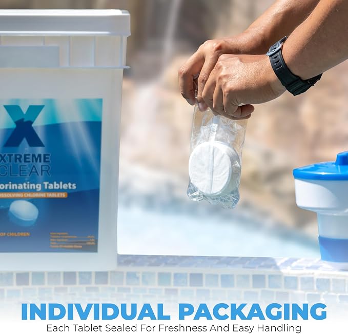 Xtremeclear 3" Swimming Pool Chlorine Tablets 99% Pure Tri-Chlor Pool Sanitizer 45LBS Slow Dissolving Chlorinating Tabs for Swimming Pools, Hot Tubs, Spa - Image 2
