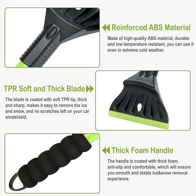 Oversized Ice Scrapers for Car Windshield, Snow Brush Scrapers Car Window Frost Removal with Foam Handle, 4.7Inch Large Soft Blade for SUVs Trucks-Scratch???1pc??? - Image 4