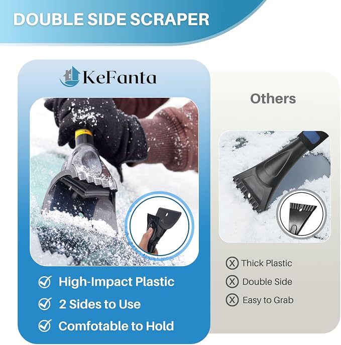 KeFanta Ice Scrapers for Car Windshield, 2 Pack 27'' Snow Removal Brush for SUV and Truck Window, Automotive Winter Accessories - Image 2