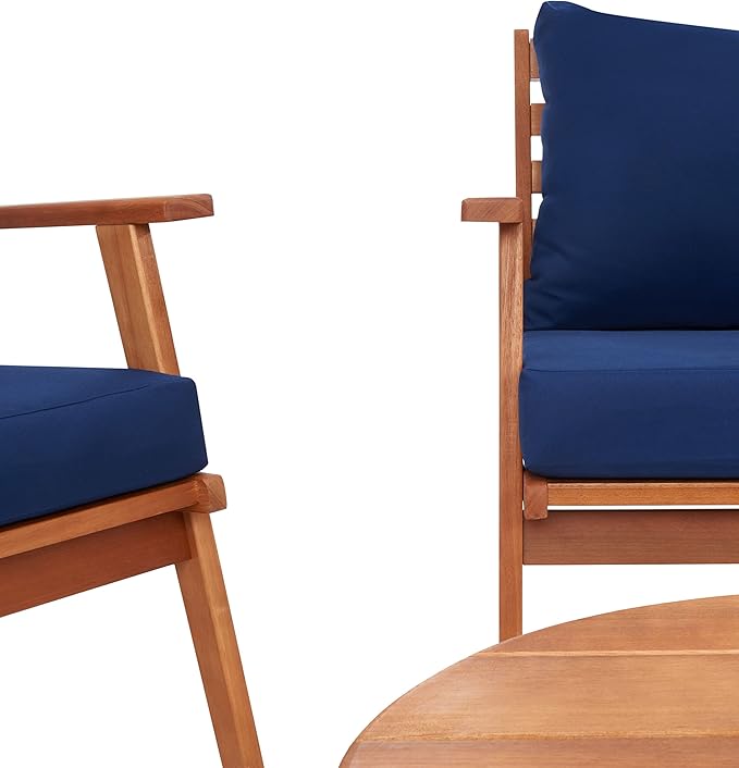 SAFAVIEH PAT7050A Collection Deacon Natural and Beige 4-Piece Outdoor Patio Set