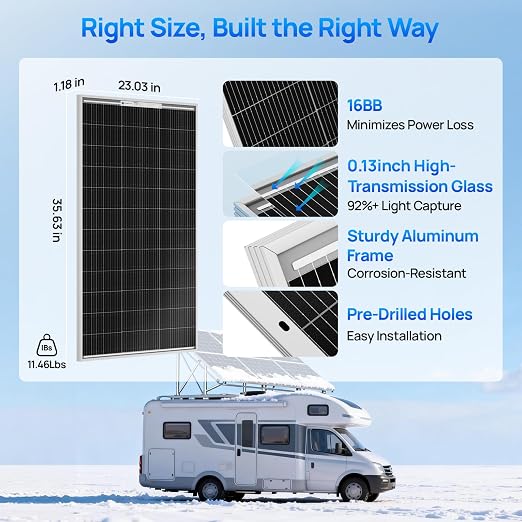 ECO-WORTHY 400W Solar Panels 4pcs 100 Watt 18V Monocrystalline Solar Panel Module for Off Grid PV Power for Home, Camping, Boat, Shed Farm, RV,12V Battery,2-Pack 2 * 100W - Image 7