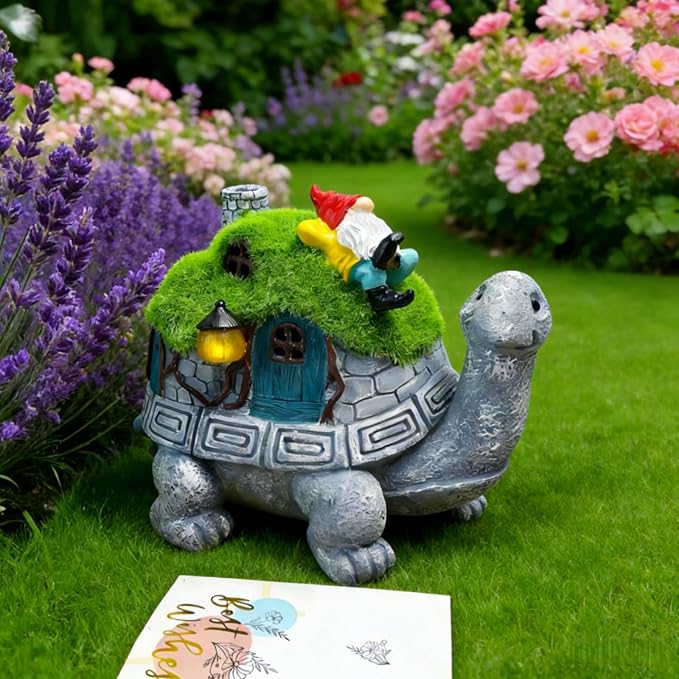 SunGlee Solar Turtles for Outdoors Turtle Solar Light Garden Statue Cute Tortoise Garden Outdoor Decor for Patio Lawn Yard Gifts for Mom Grandma Housewarming Birthday