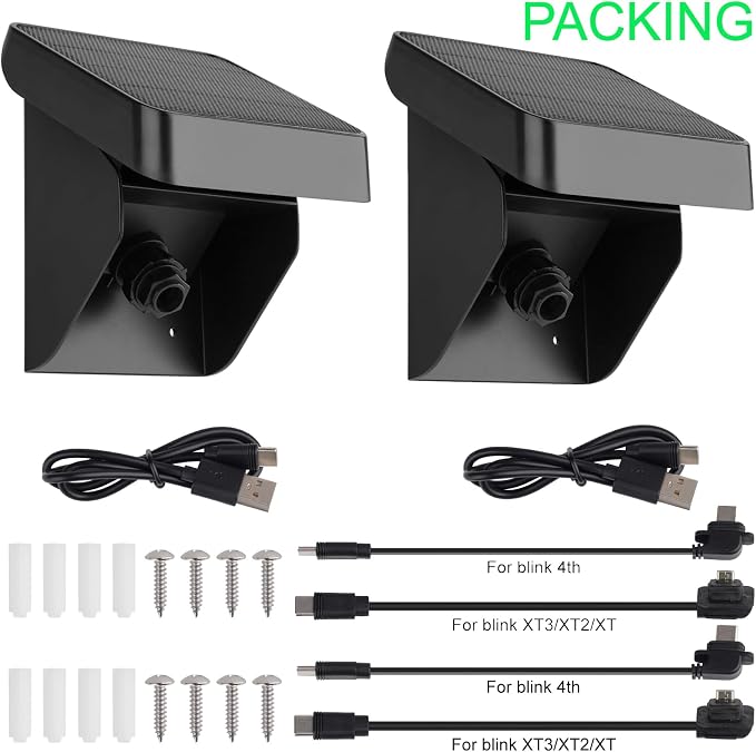 2PACK Solar Panel Charging Mount Compatible with Blink Outdoor 4 (4th Gen)/(3rd Gen) XT3/XT2/XT,Blink Outdoor 2K+ Camera,Weatherproof,Internal 3300mAh Rechargeable Battery Continuously for 365 Days - Image 6
