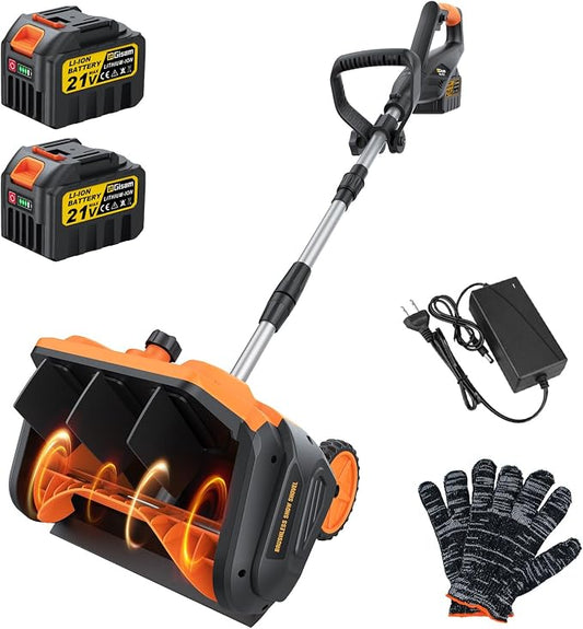 Cordless Snow Shovel, 3500W Battery Snow Blower with Dual 6.0Ah Anti-Freeze Batteries & Base Plate, 25.6Ft Throw, 13Inx7In Brushless Snow Shovel with Wheels for Driveway Sidewalk Snow Removal by Unknown