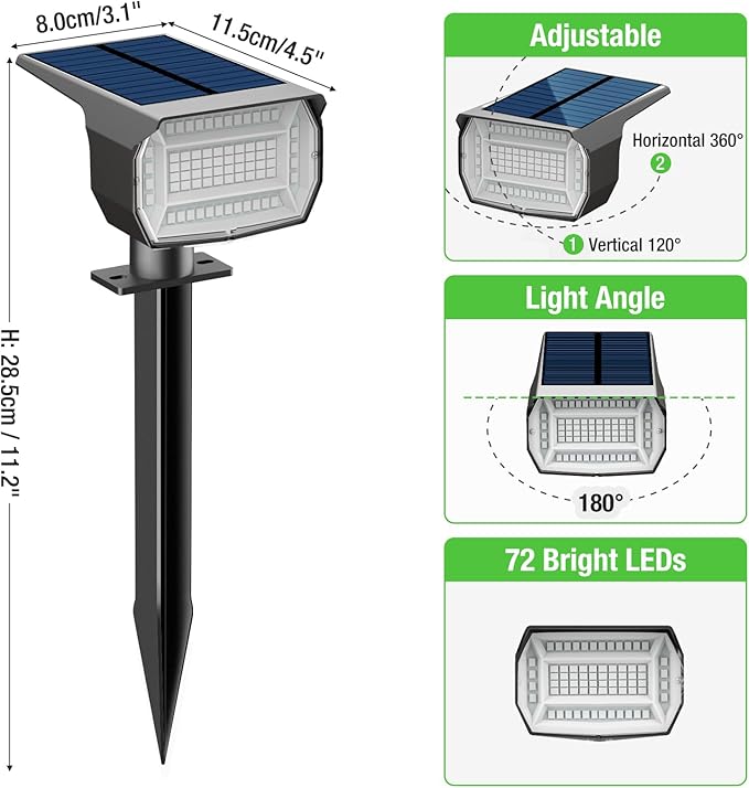nipify 4 Pack Solar Spot Lights Outdoor, Solar Powered Waterproof Spotlight, Landscape Lighting for Outside Yard Garden Pathway,Blue