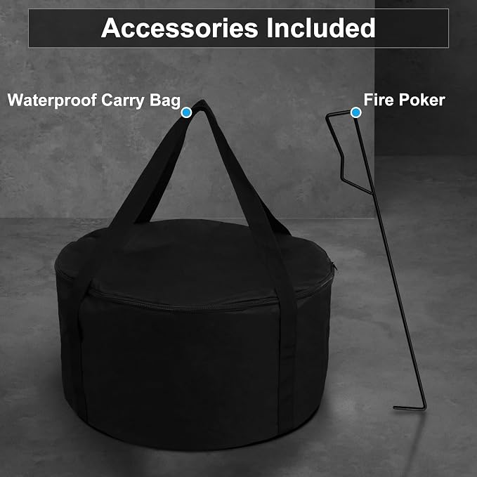19.5 inch Smokeless FirePit with Waterproof Bag & Poker, Stainless Steel Outdoor Smokeless Fire Pit, Wood Burning Fire Pit for Patio, Camping, Backyard - Image 5