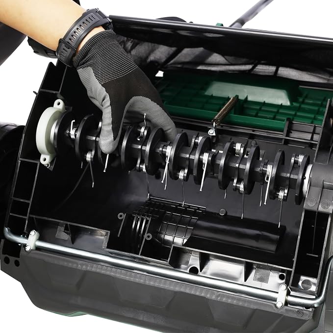 13" Electric Dethatcher and Scarifier 12 Amp Lawn Dethatcher with 31.7QT Collection Bag 2-in-1 Thatcher for Lawn Turf Vacuum for Artificial Grass Green - Image 6