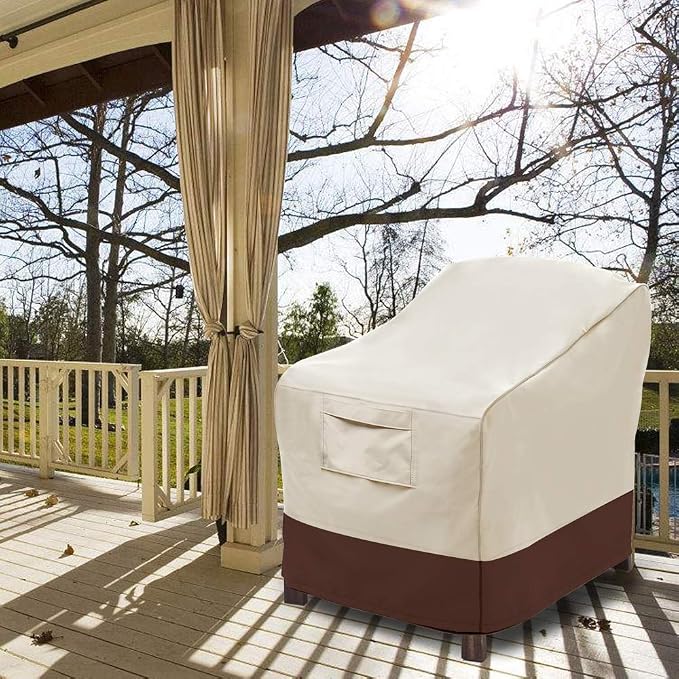 Vailge Patio Chair Covers, Lounge Deep Seat Cover, Heavy Duty and Waterproof Outdoor Lawn Patio Furniture Covers (Large, Beige & Brown) - Image 8