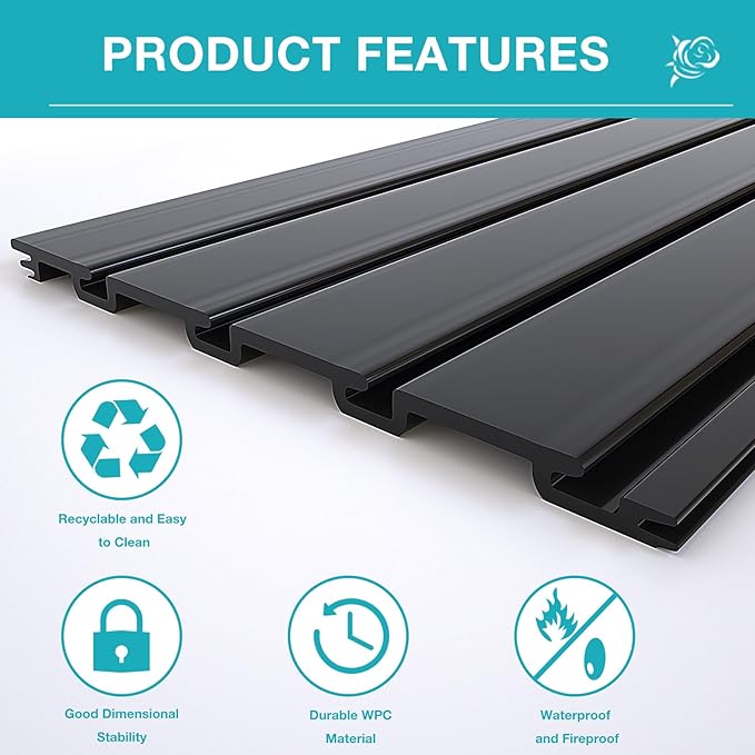 NeatiEase Slatwall Panel Wall Storage Systems, 4 x 8ft Slat Wall Paneling Garage Wall Organizer, Heavy Duty Wall Mounted PVC Wall Rack (Black) - Image 2