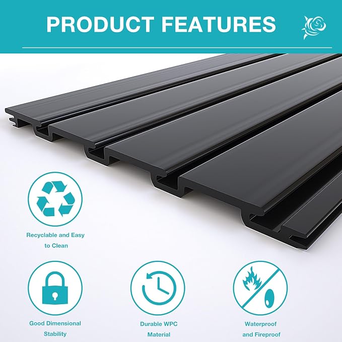 NeatiEase Slatwall Panel Wall Storage Systems, 4 x 4ft Slat Wall Paneling Garage Wall Organizer, Heavy Duty Wall Mounted PVC Wall Rack (Black) - Image 5