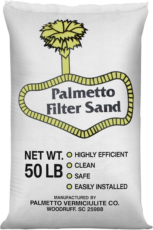 Swimming Pool Filter Sand for Above Ground and Inground Pools, Natural Silica, 50 Lb Bag - Residential and Commercial Pool System Accessories - Supplies for Cleaning and Maintenance by PalmettoVermiculite