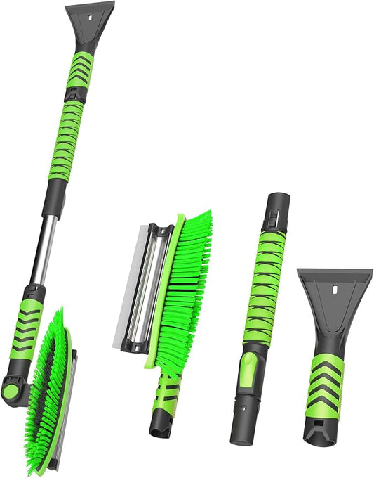 41.8'' Ice Scraper and Squeegee with Snow Brush 3 in 1, Adjustable Brush Front, Extendable Aluminum Handle with Ergonomic Grip, Snow Removal Tool for Car, Truck, SUV by Voltask