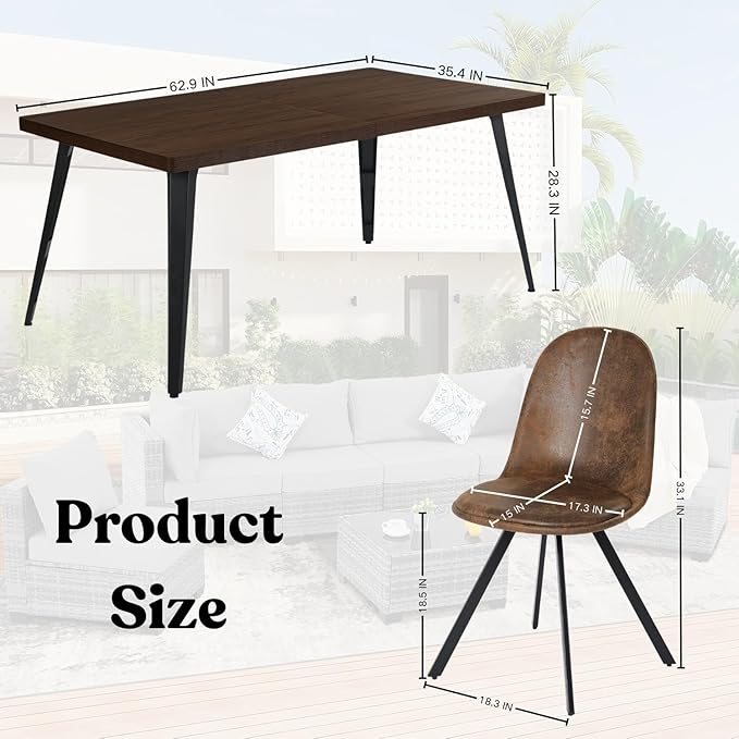 Homy Casa 5-Piece Patio Conversation Dining Set – Mid-Century Style Patio Table with 4 Swivel Cushioned Chairs, Modern Garden Furniture for Deck, Lawn, Garden or Backyard, Brown