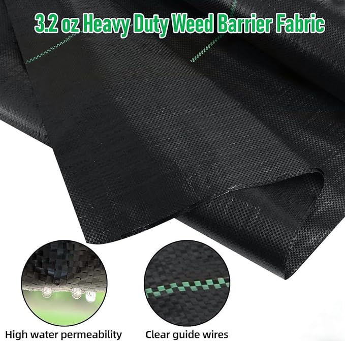 LAVEVE 4FT x 50FT Weed Barrier Landscape Fabric, 3.2oz Premium Heavy Duty Garden Cloth, Ground Cover for Gardening, Farming - Image 2