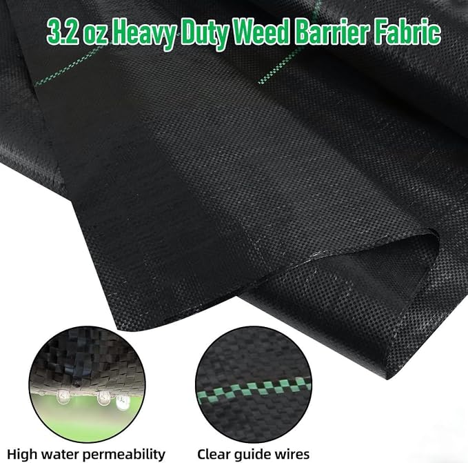 LAVEVE 5FT x 300FT Weed Barrier Landscape Fabric, 3.2oz Premium Heavy Duty Garden Cloth, Ground Cover for Gardening, Farming - Image 2