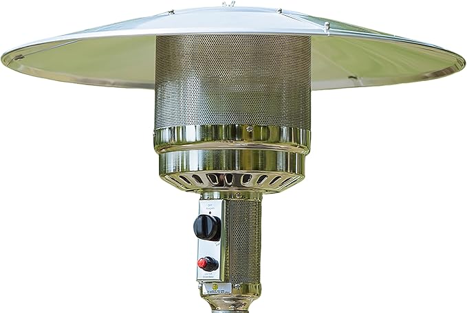 BTExpert 50000 BTU Propane Patio Heater for Outdoor Double-Layer Stainless Steel Burner, Wheels, Triple Protection System, Outdoor Heater Round Table design for Home and Commerical, Bronze