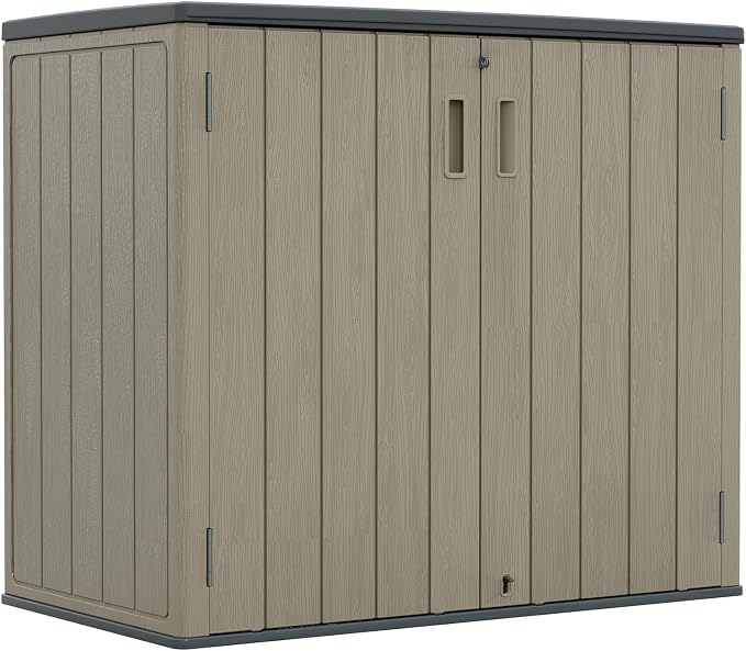 ZZM 37 Cu.ft Outdoor Storage Shed with Floor HDPE Double-Wall Resin Sheds Outdoor Storage, Lockable Weatherproof Storage Cabinet Fit for Garden Tools, Garage can, Bike, Patio Furniture, Brown by ZZM