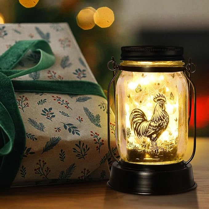 kyoryuger Chicken Rooster Gifts for Women/Men Cock Lovers Solar Lantern Mom Birthday, Mothers Day, Solar Garden Decoration Outside for Yard, Patio,Backyard,Porch, Torches